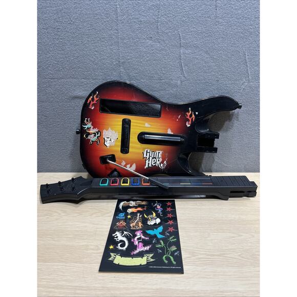 Nintendo Wii Guitar Hero World Tour + Stickers Sunburst Guitar Red Octane Tested - Picture 1 of 7